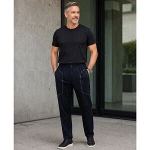 Paskho Wild Long Haul Black Pants Commuter Travel Hybrid Stretch Mens Large